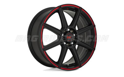 Motegi CS8 Satin Black w/ Red Stripe